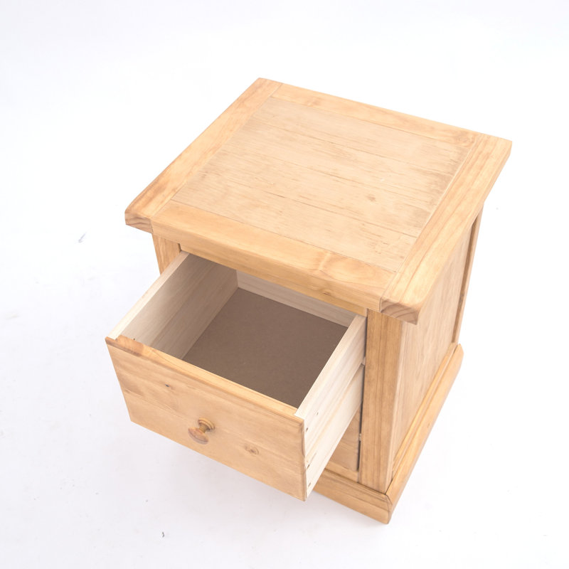 45cm W Solid + Manufactured Wood Bedside Table, Waxed Pine