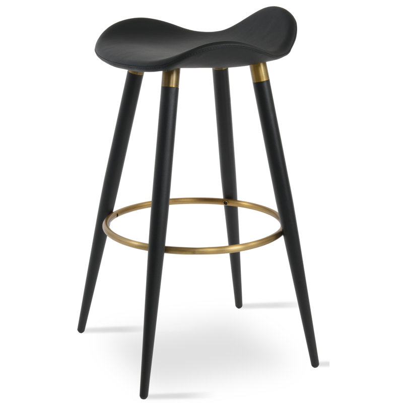 Tabouret de bar et de comptoir Moonyean, Noir / or, Noir, Tabouret de comptoir (assise de 24 po de hauteur)