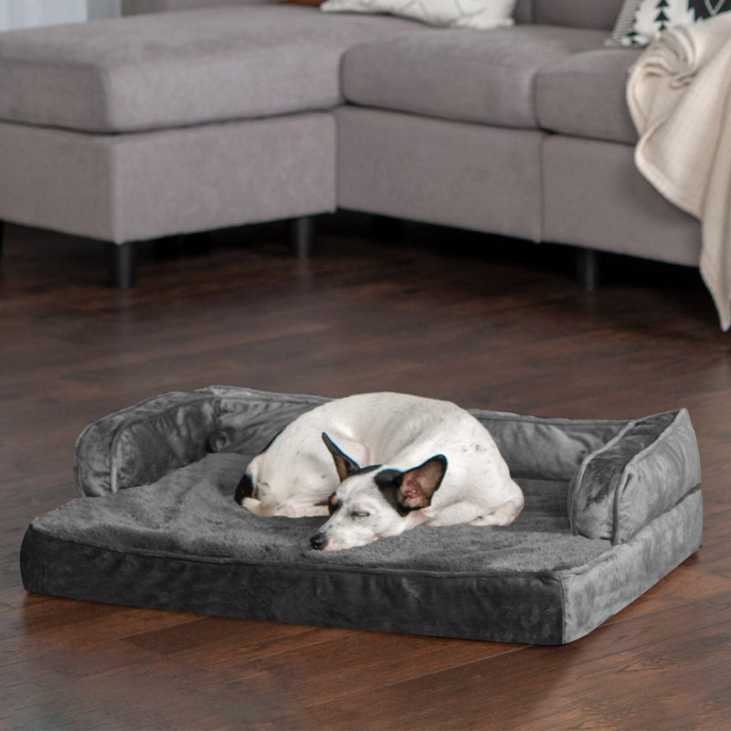Medium Almondine Velvet Orthopedic Pet Sofa Bed