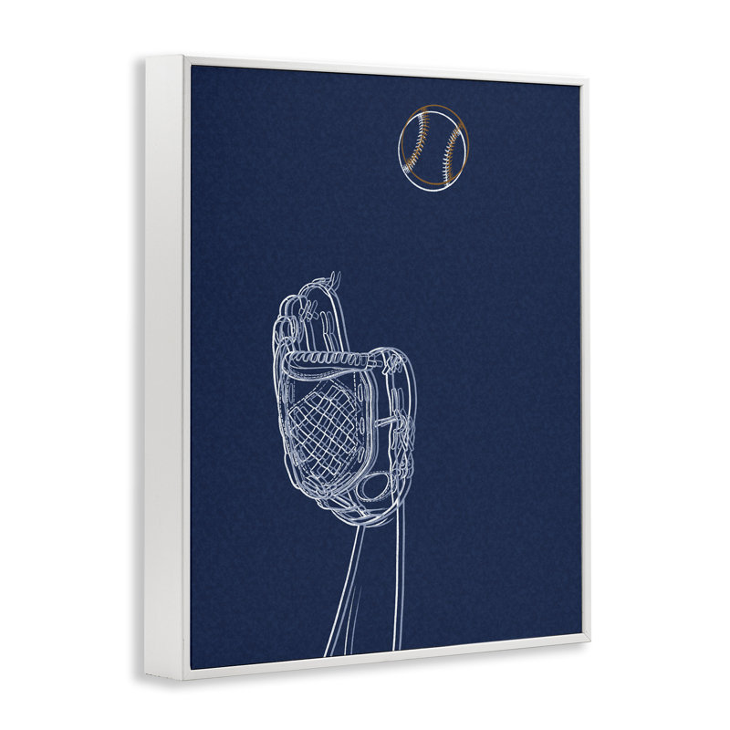 Giclée encadrée de lignes de baseball, design par Marcus Prime, Encadrement giclée blanc côtier, H 20 po x l 16 po