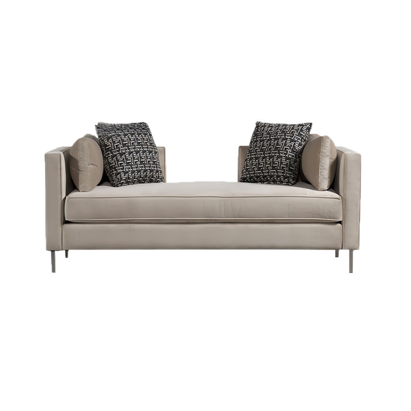 Banc rembourré en velours, H 25,59 po x l 62,99 po x P 23,62 po, Blanc cassé