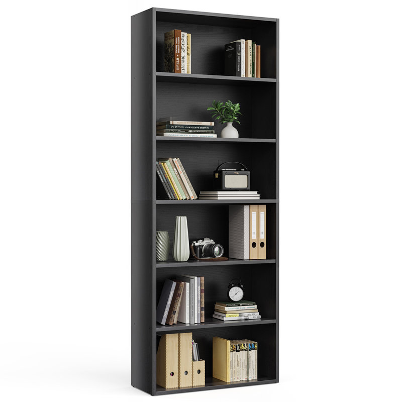 Industrial 5 Shelf Bookcase, Black, 63" H x 23.8" W x 9.2" D