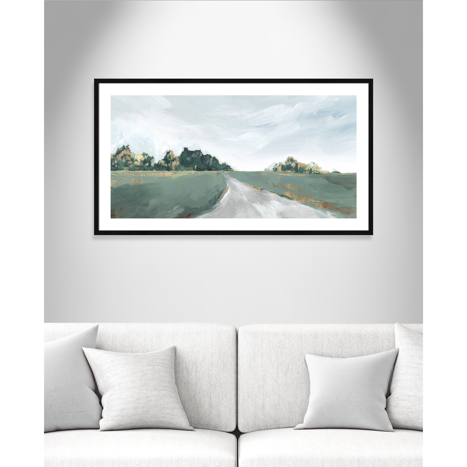 Picture Framed Paper, 25.5" H x 45.5" W, Black Wood