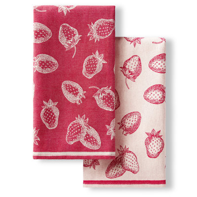 KITCHENAID Harvest Flatwoven Jacquard Kitchen Towels 2-Pack Hibiscus/Dried Rose Strawberries 20"x30"