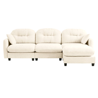 Beige Modular L Shaped Couch With 3 Seats, , Cushion And Cloud - Soft Comfort Design For Reading Areas Ergonomic Design, Nooks
