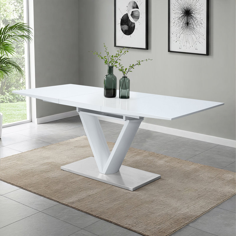 Dining Table, White High Gloss Finish