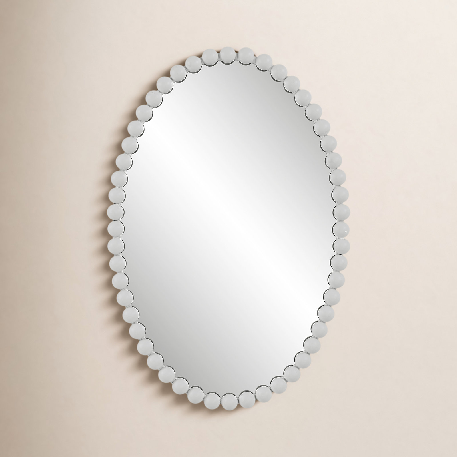 Sanne Metal Oval Wall Mirror, White