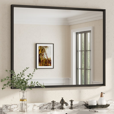 Amara Tempered Glass and Aluminum Alloy Framed French Cleat Mounted Wall Mirror