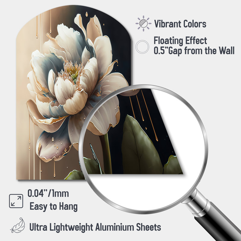 Sculpture murale crème asymétrique en forme de fleur blanche crème, H 34 po x l 25 po x P 1 po