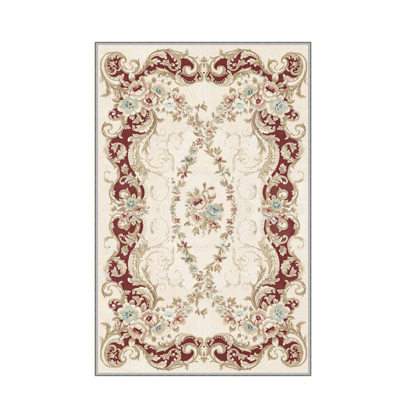 Tapis antibactérien 100% polyester 5,9 x 9,2 pi Luxurious Pois en feutre antidérapant en PVC, d'une hauteur de poils de 0,3 po | Lavable à la machine, impression numérique 3D, parfaite pour le décor du salon et de la chambre à coucher