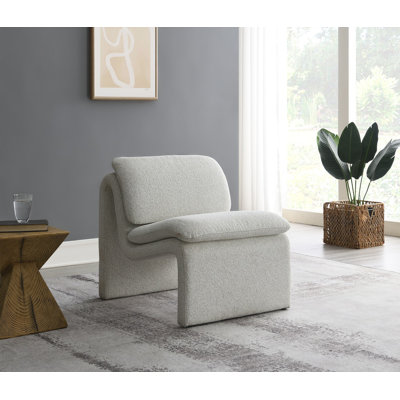 Sculpted Cream Boucle Fabric Accent Chair