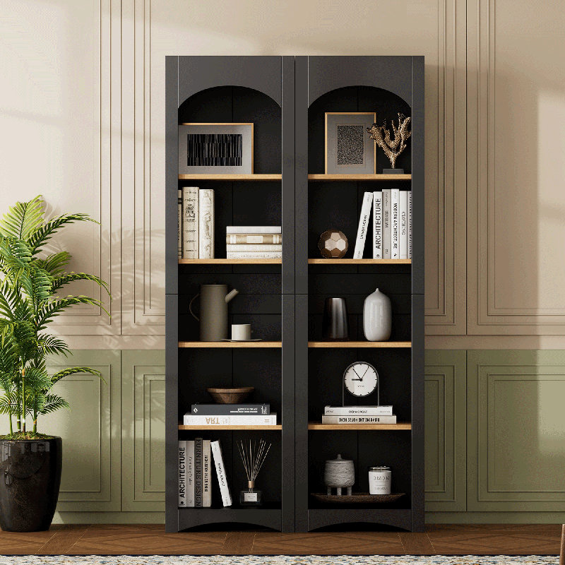 72" High Freestanding Five-Shelf Storage Cabinet With Adjustable Shelves, Black, Black