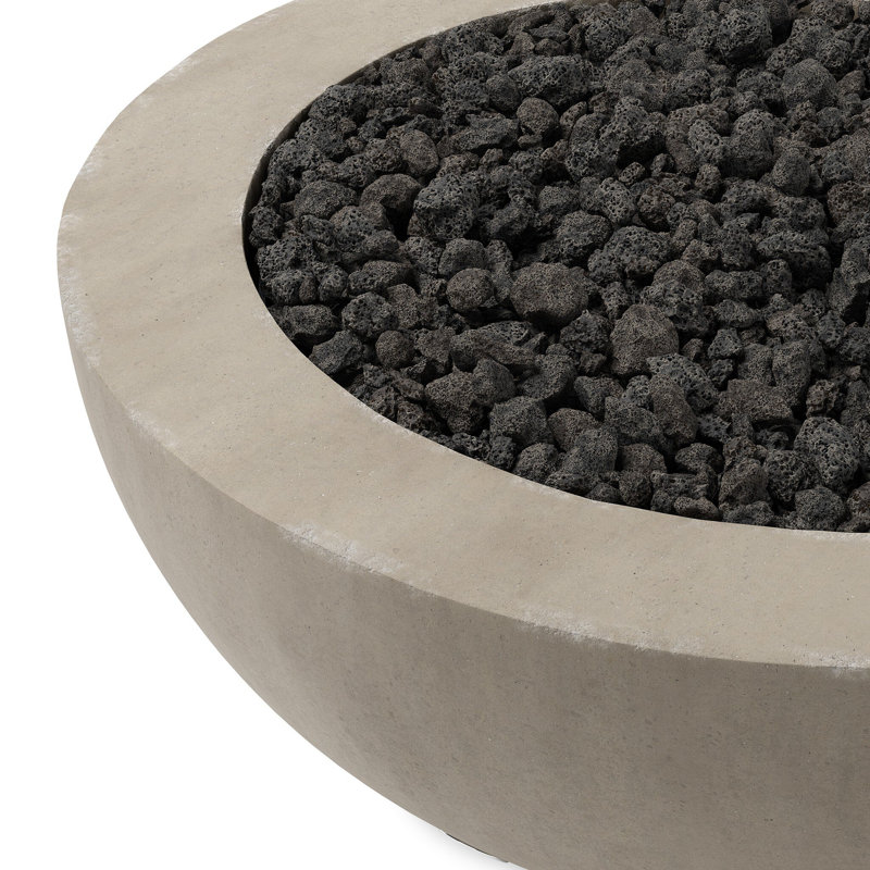 Bronson 18" H x 39" W Concrete Outdoor Fire Pit Table, Natural Concrete, Propane