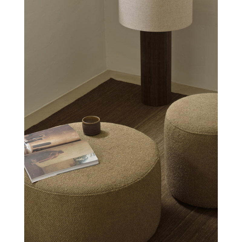 Barrow Round Pouf, Ginger Polyester Blend