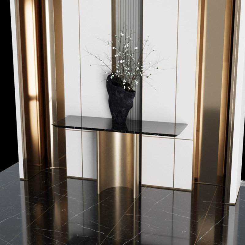 Console en métal de style italien, 33.4" H x 47.2" W x 13.7" D, Doré