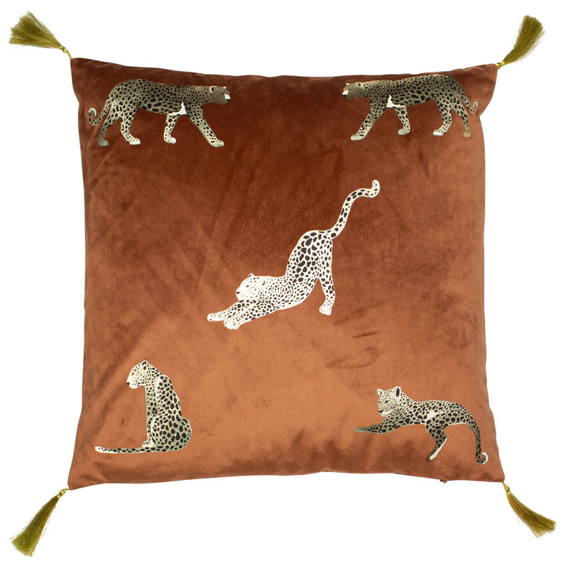 Roda Animal Print Square Throw Cushion, Rust
