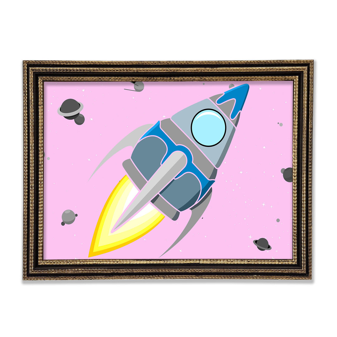 Gerahmtes Wandbild Rocket Ship Pink