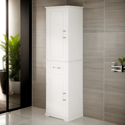 Armoire de rangement autoportante blanche avec tablette réglable