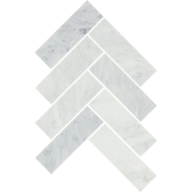 Gamma 2" x 6" Natural Stone Herringbone Wall and Floor Mosaic Tile (Set of 10), Mystic