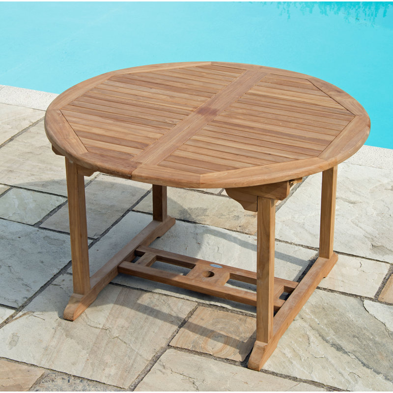 Timothe Oval Teak Extendable Outdoor Dining Table With Umbrella Hole , 180cm cm W 100cm cm D