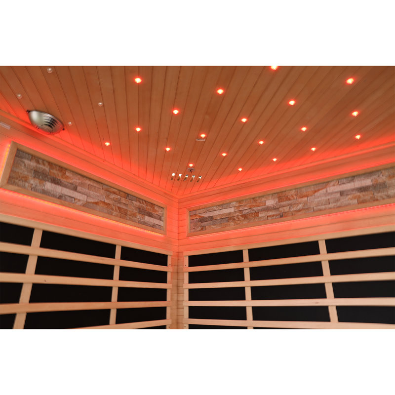 Sauna pentagonal infrarouge en carbone avec pruche canadienne et lumière des étoiles Varnel