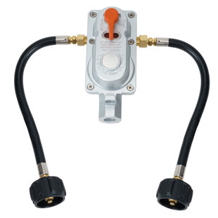 2-Stage RV Propane Regulator for Dual Tanks, Automatic Changeover Propane Gas Regulator with Two 18" RV Pigtail Hoses for RV Trailers Camper
