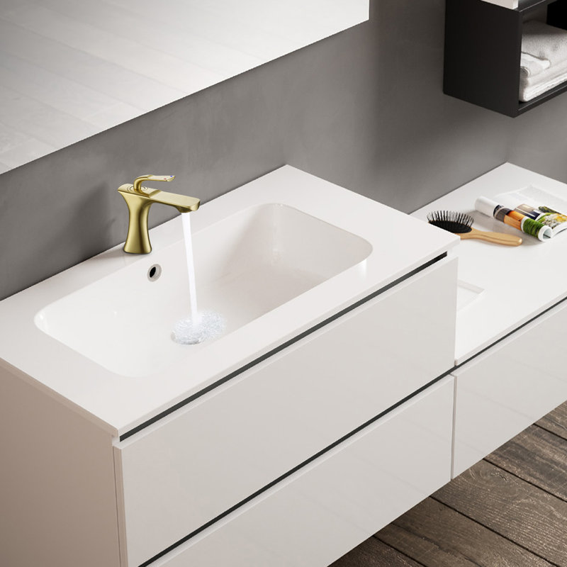 Robinet de salle de bain à un trou, Or brossé