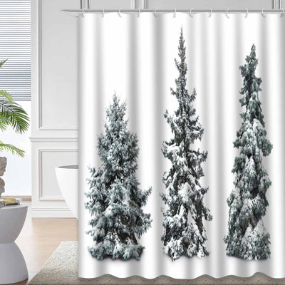 Rideau de douche sapin sapin blanc avec 12 crochets