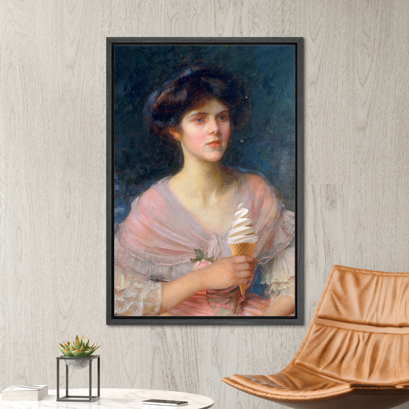 "Cône de crème glacée", H 24 po x l 16 po, Cadre flottant noir