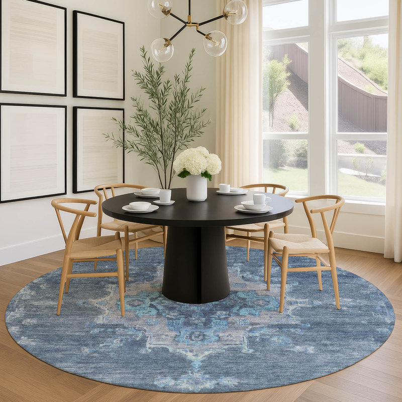 Machine Washable Indoor/Outdoor Chantille ACN2321 Global Rug, Round 8'