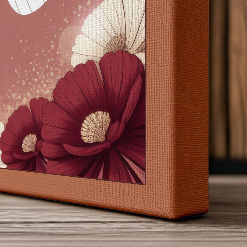 Butterfly Among Flowers Botanical 1 Piece Wrapped Canvas Wall Art, 24x16 - 61.0 x 40.6 cm, Terracotta Border