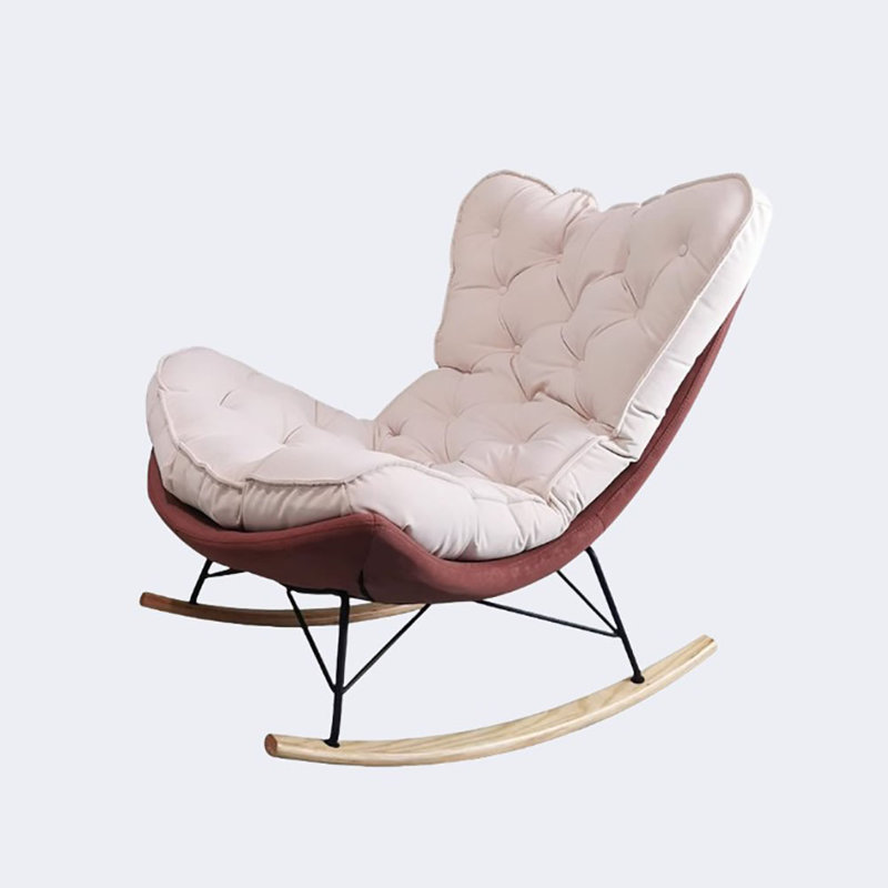 Chaise berçante légère et luxueuse, Blanc / rouge