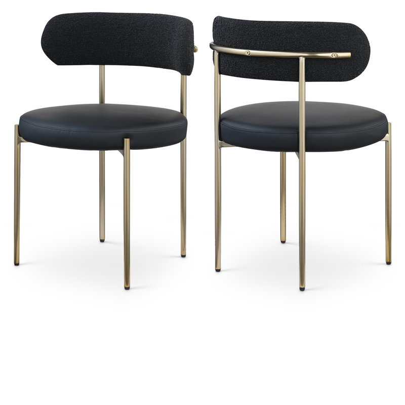 Beacon Side Chair, Black Boucle Fabric, Brushed Brass