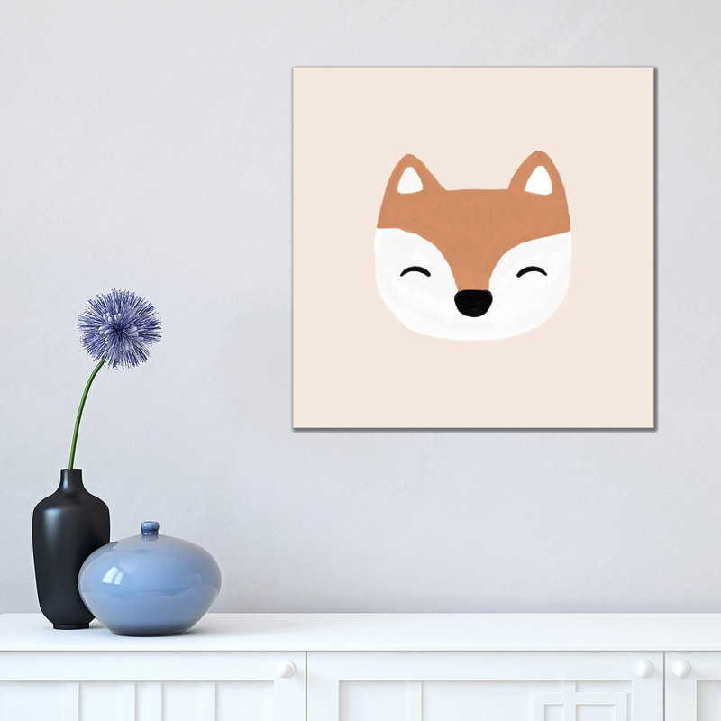 Blush Fox par Orara studio-reproduction d’art, Pas de tapis, H 18 po x l 18 po x 1,5 po, Toile tendue