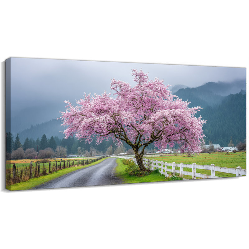 Décoration murale sur toile GUTTATY Spring, peinture de paysage floral, affiche d'impressions d'arbres de la forêt naturelle, grande œuvre d'art printanière pour le salon, chambre à coucher, bureau, décoration murale, cadeau prêt à être accroché, 24 po x 48 po