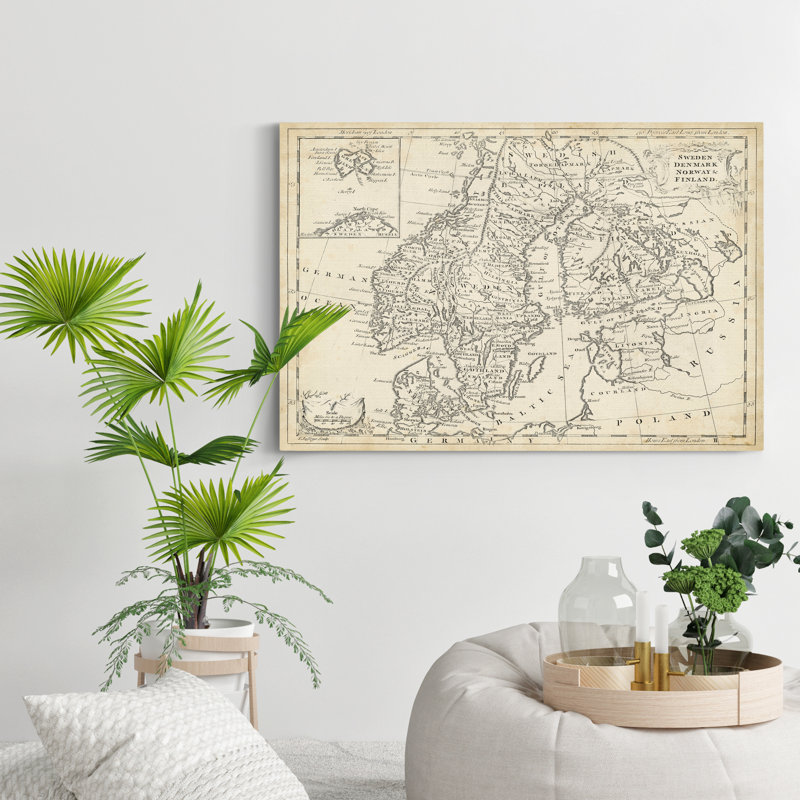 « suède et danemark »-reproduction d’art sur toile, H 12 po x l 8 po x P 1 po