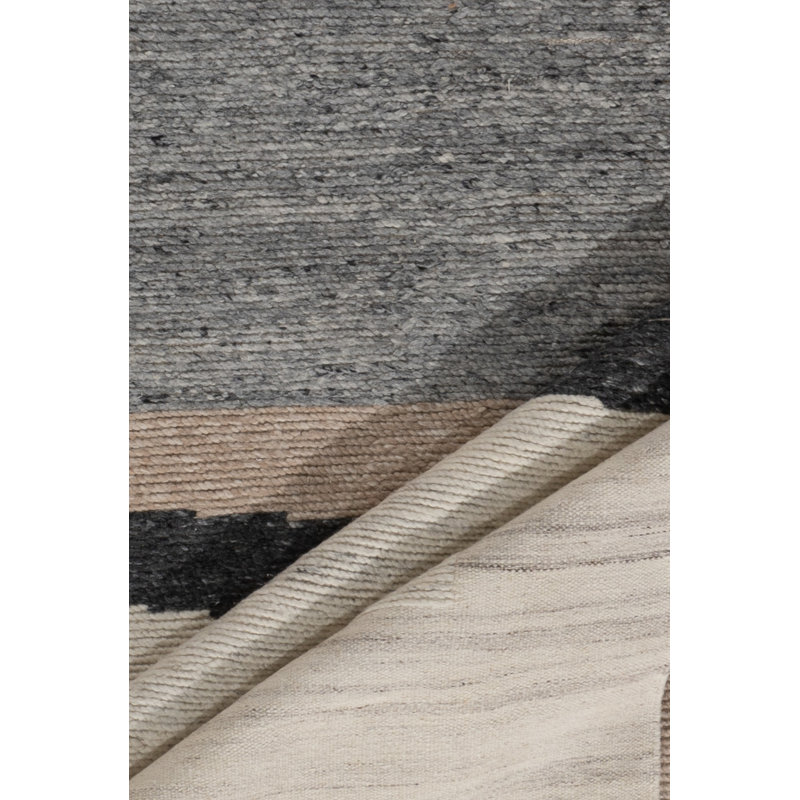 Flatweave Wool Abstract Area Rug in Cream/Gray/Black