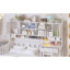 Lit plateforme simple en bois multifonctionnel avec bibliothèque à la tête du lit, bureau intégré et chaise assortie-98394048