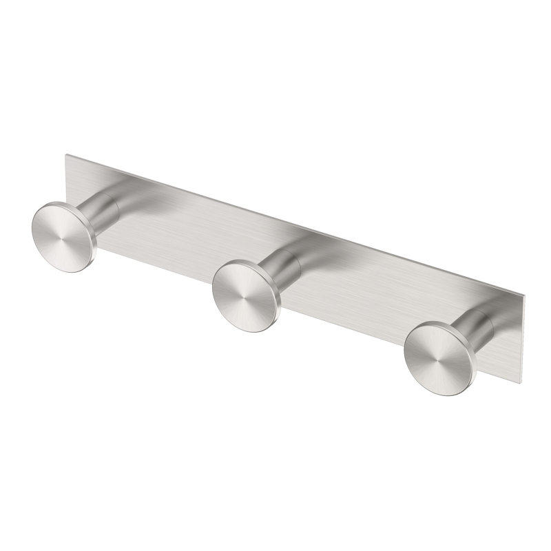 Glam Wall Mount Hook Rack for Bathroom, Kitchen, Bedroom | Towel, Robe, Coat, Hat Rack with 3 Hooks, Satin Nickel