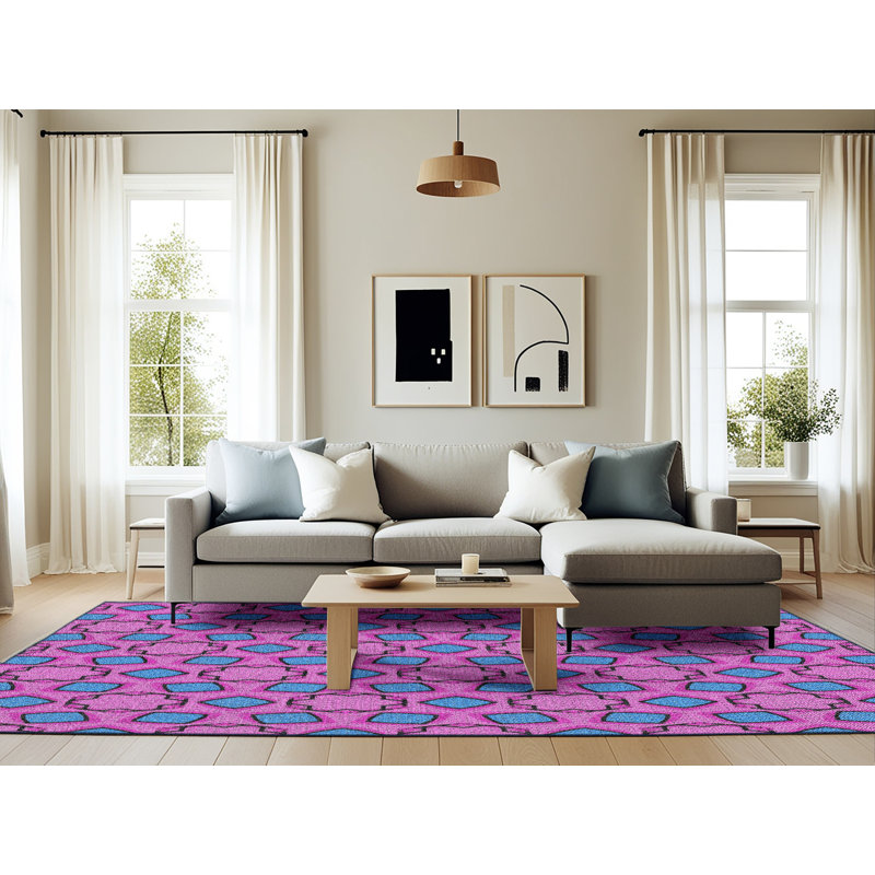 Tapis mauve / bleu Power Loom, Rectangle 6 pi x 9 pi