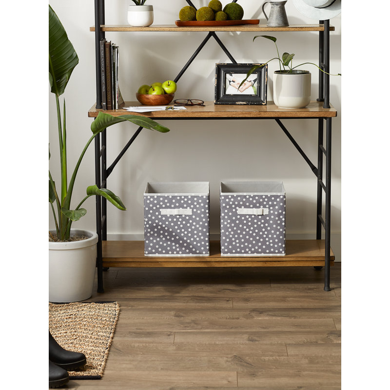 Ensemble de cubes en tissu français à petits pois, H 11 po x l 11 po x P 11 po, gris