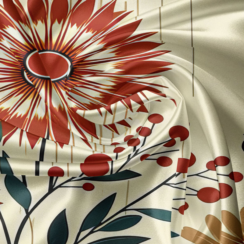 Floral Tailored Kitchen Curtain, 55" W x 30" L