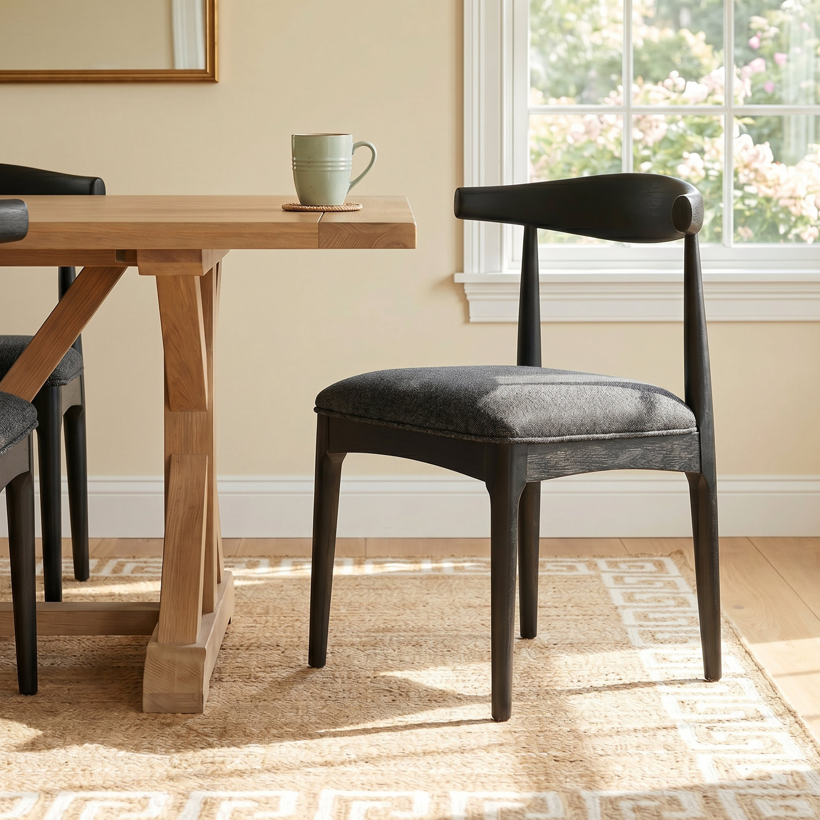 Ione Dining Chair, Black Textured Tweed, Black