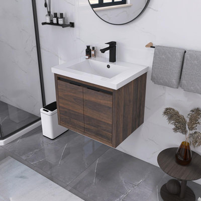 Meuble-lavabo simple avec plateau en résine 23,62 po Selda