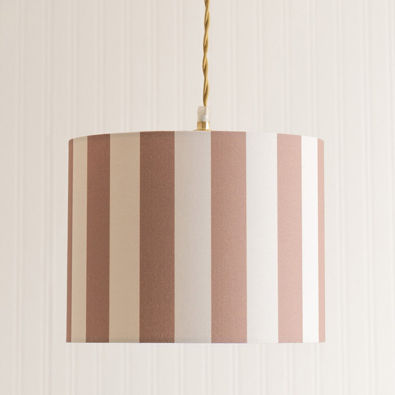 Tagle Blended Fabric Drum Lamp Shade ( Slip-On ), Brown/Cream, 22cm H x 29.5cm W x 29.5cm D