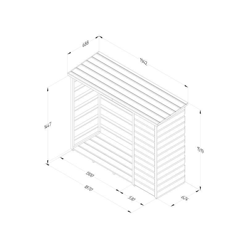 194.2cm W x 68.8cm D Solid Wood Log Store