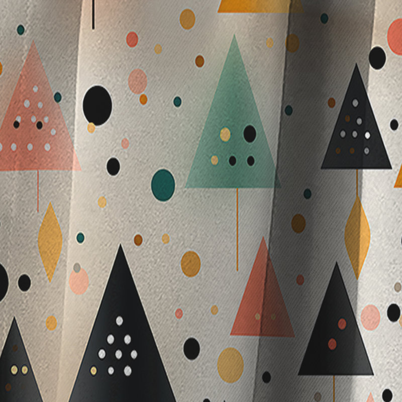 Black And Yellow Minimalism Trees - Abstract Curtain - Blackout Geometric Curtain - 1 Panels, 52" W x 90" L