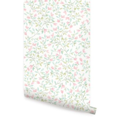 Panneau de papier peint adhésif floral L 18 pi x l 24 po Floral