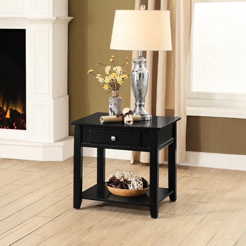 Table de bout rectangulaire noire pour espace de vie - 22 pouces de hauteur avec une surface