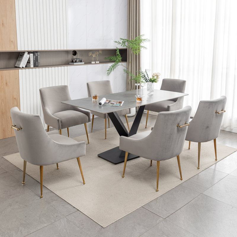 Chaise de salle à manger en velours Ankitha, Gris